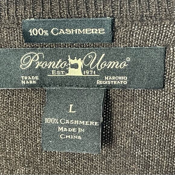 Pronto Uomo 100% Cashmere V-Neck Sweater, Minimalist, Quiet Luxury, Classic, L - Picture 3 of 3